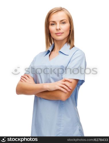 healthcare and medicine concept - calm female doctor or nurse