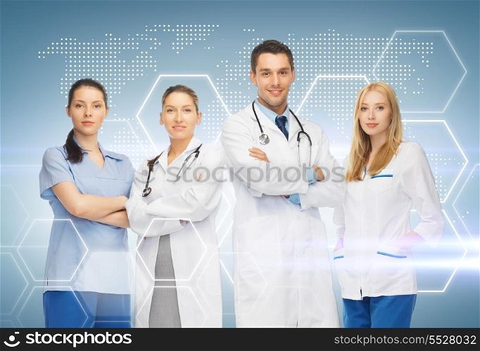 healthcare and medicine concept - young team or group of doctors