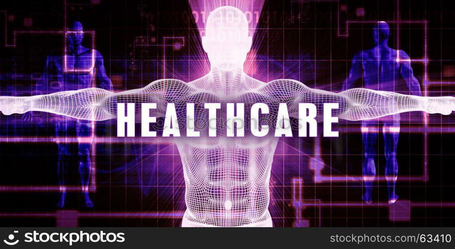 Healthcare as a Digital Technology Medical Concept Art. Healthcare