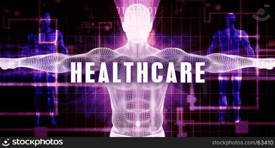 Healthcare as a Digital Technology Medical Concept Art. Healthcare
