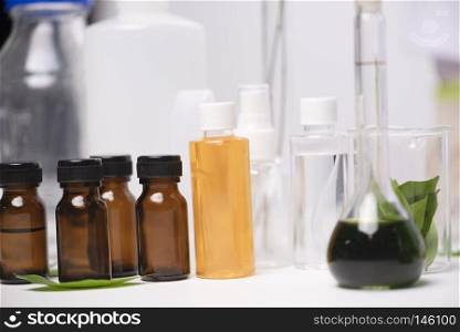 Healthcare creme production in laboratory. Creme products in lab. Healthcare industry.