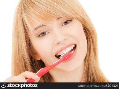 healthcare, medical and stomatology concept - teenage girl with toothbrush