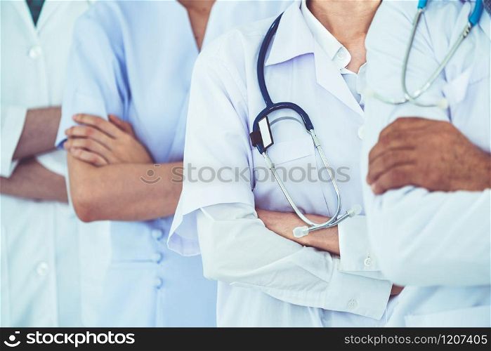 Healthcare people group. Professional doctor working in hospital office or clinic with other doctors, nurse and surgeon. Medical technology research institute and doctor staff service concept.. Healthcare people group working in hospital.