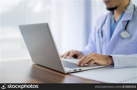 healthcare technology concept, Doctor online computer conversation with patient at home healthcare technology, healthcare technology  treatment