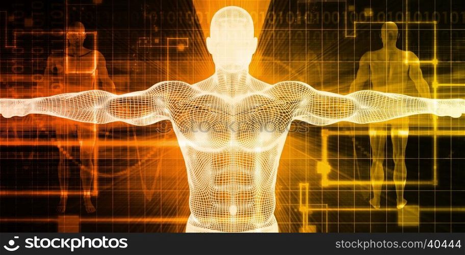 Healthcare Technology With a Human Body Scan Concept. Media Telecommunications
