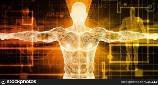 Healthcare Technology With a Human Body Scan Concept. Media Telecommunications