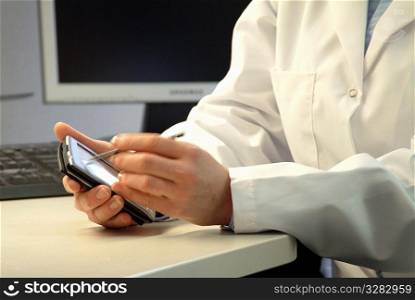 Healthcare worker using PDA.
