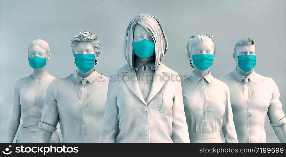 Healthcare Workers Standing Together United with Face Masks. Healthcare Workers