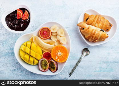 Healthy and fresh fruits on a plate