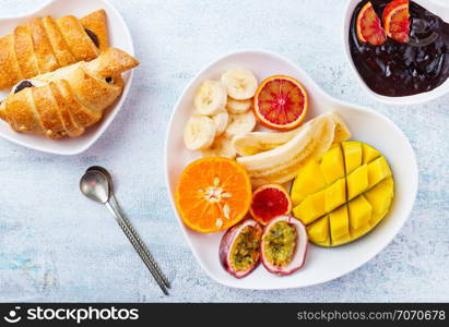 Healthy and fresh fruits on a plate