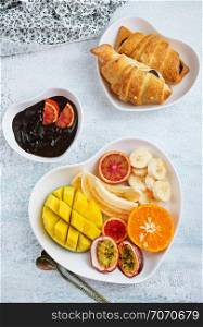 Healthy and fresh fruits on a plate