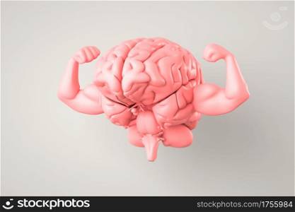 Healthy and strong brain. Health of intellect and mind. 3D illustration. Healthy and strong brain
