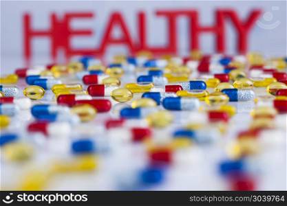 Healthy background, Pills, Tablets, Capsule background. Pills, Tablets, Capsule, Medical background