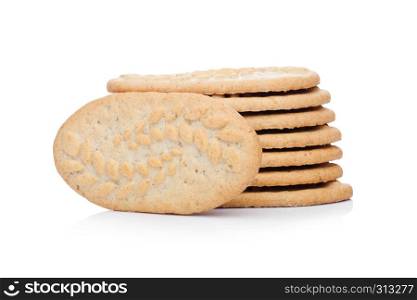 Healthy bio breakfast grain biscuits on white background