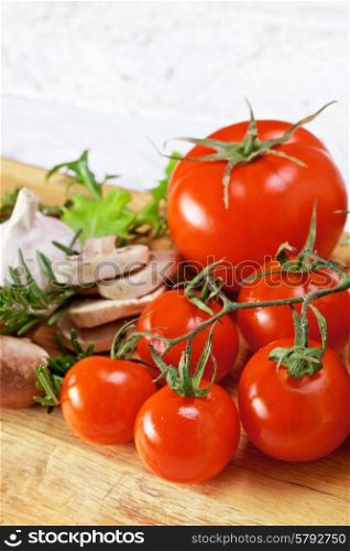 Healthy Bio Vegetables on a Wooden Background