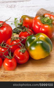 Healthy Bio Vegetables on a Wooden Background