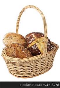 healthy bread in basket isolated
