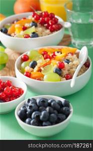 healthy breakfast quinoa with fruits berry nectarine blueberry grape