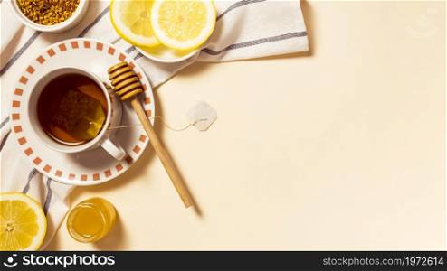 healthy breakfast with honey lemon slice. High resolution photo. healthy breakfast with honey lemon slice. High quality photo