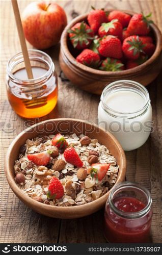 healthy breakfast with muesli and berry