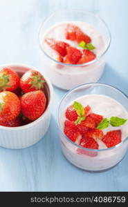 healthy breakfast with yogurt and strawberry