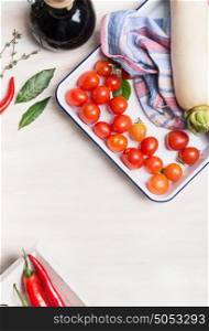 Healthy , clean food or vegetarian cooking concept with various vegetables on white wooden background, top view, frame