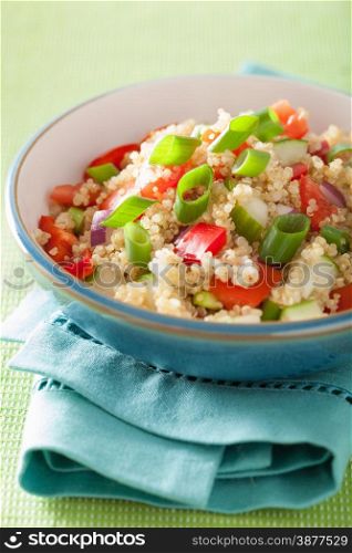 healthy couscous salad with tomato cucumber onion chives