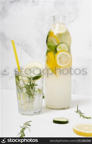 healthy drink with lemon cucumbers