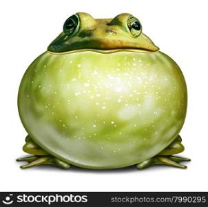 Healthy environment symbol as a green frog with an inflated throat as an ecological concept of communication with copy space for advertising a conservation message.