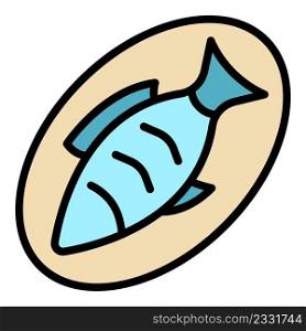Healthy fish food icon. Outline healthy fish food vector icon color flat isolated. Healthy fish food icon color outline vector