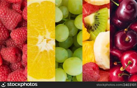 Healthy food background. Collection with different fruits and berries