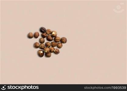 Healthy food for background image close up almond nuts. Texture on white grey table top view.
