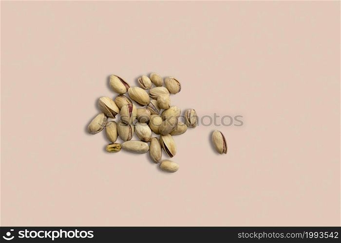 Healthy food for background image close up almond nuts. Texture on white grey table top view.