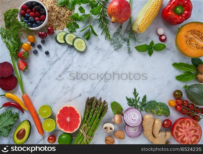 Healthy food vegetables for heart heath on marble. Healthy food vegetables for heart heath on white marble background
