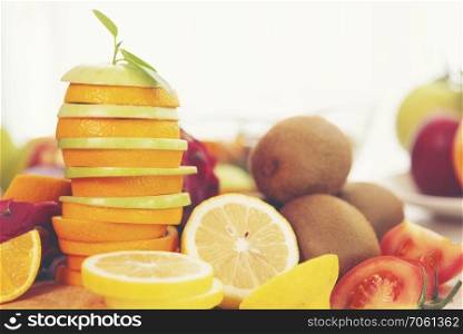 Healthy fruits, fruits background