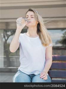 healthy girl drinking water