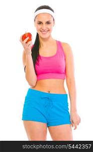 Healthy girl holding apple