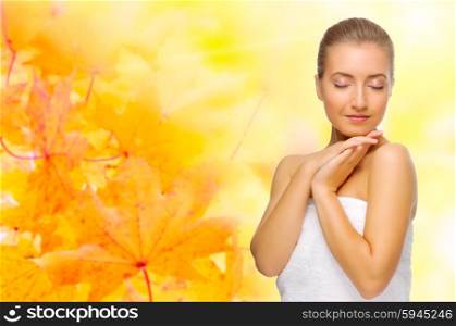 Healthy girl on autumnal background