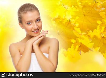 Healthy girl on autumnal background