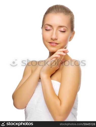 Healthy girl on white background