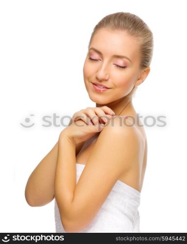 Healthy girl on white background