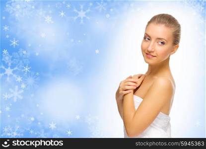 Healthy girl on winter background