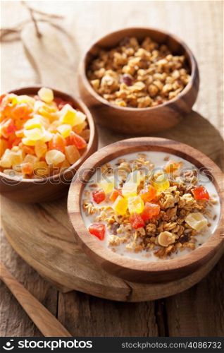 healthy granola with dry fruits for breakfast