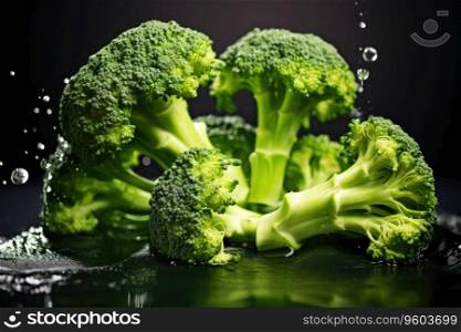 Healthy green organic raw broccoli florets.