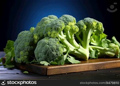 Healthy green organic raw broccoli florets. Generative AI