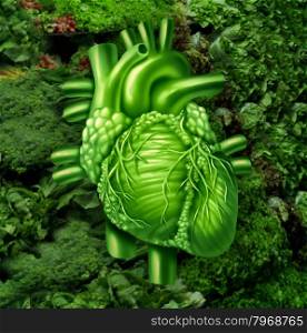 Healthy heart diet with dark leafy green vegetables at a vegetable stand as a health care and nutrition concept for eating natural raw food packed with natural vitamins and minerals good for the human cardiovascular system.