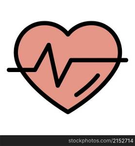 Healthy heart rate icon. Outline healthy heart rate vector icon color flat isolated. Healthy heart rate icon color outline vector