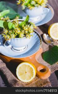 healthy herbal linden tea. cold remedy