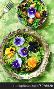 Healthy herbal salad with flower