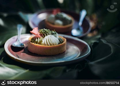 Healthy home baked delicious pastries.Green Tea Tart.. Green Tea Tart.